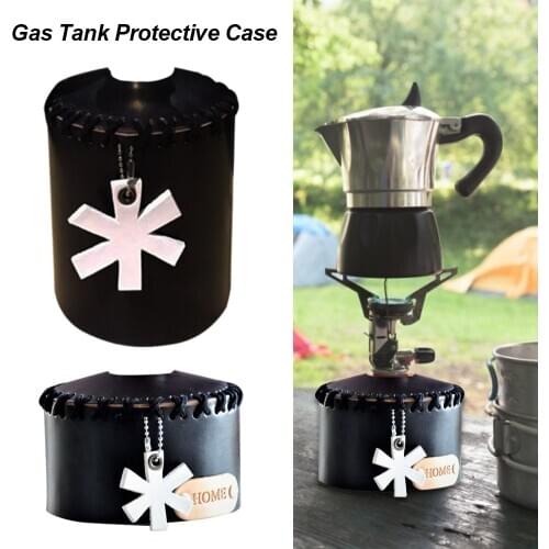 2021 Camping Gas Tank Leather Case 230g/ 450g Gas Canister Protective Cover Durable Canister Cover Bag Fuel Cylinder Storage Bag