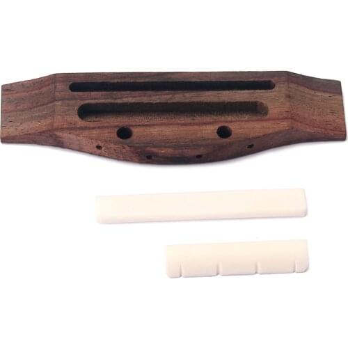 4-String Guitar Parts Rosewood Bridge&Cream Saddle Nut&Shell Dot DIY Guitar Accessories for Ukulele 4 string guitar