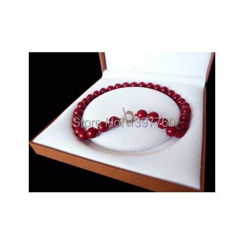 Free shipping Miss charm Jew.238 Rare Huge 12mm Genuine South Sea Red Shell Pearl Necklace 18