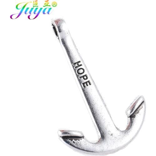 Wholesale 10pcs Men Paracord Bracelets Necklace DIY Making Findings Antique Silver Color Anchor Connector Pendant Accessories