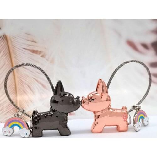 Bulldog keychain for women wire rope key chain dog keychain key ring high quality portachiavi chaveiro llaveros hombre bag charm
