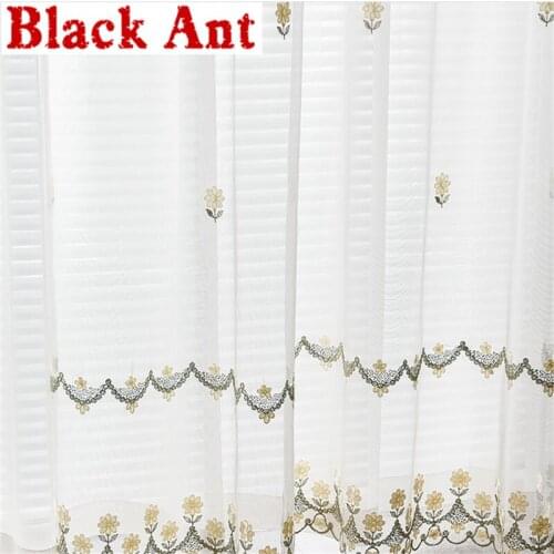 Floral Window Screening For Living Room Embroidery Tulle Curtain Bay Soft Delicate Fabric Sheer Kitchen Drape Panel X-ZH341#20