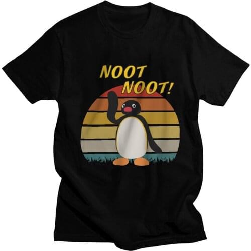 Noot Noot Pingu Meme T-shirt Men Novelty T Shirts Short Sleeve Cartoon Penguin Tshirt Cotton Tee Top Clothing
