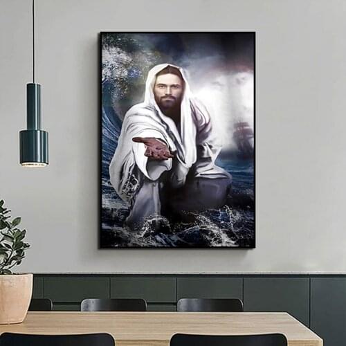 Jesus Heart Religious Painting Art Print Canvas Nordic Posters and Wall Pictures Frameless Home Decor