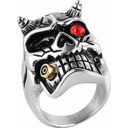 Devil Baron Shape Inlaid Red Rhinestone Ring for Men Creative Emo Punk Hip Hop Glamour Party Jewelry Accessories 2021 Ring Trend