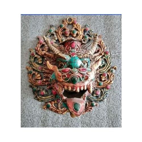 Chinas Tibet turquoise copper drive evil evil masks to ward off bad luck