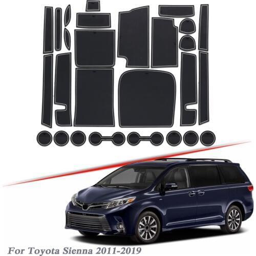 27pcs Car Styling For Toyota Sienna 2011-2019 Latex Gate slot pad Interior Door Groove Mat Non-slip dust Mat Interior Accessory