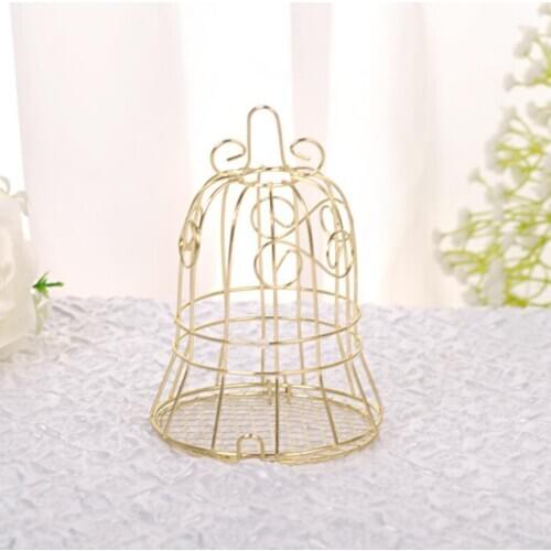 MagiDeal Gold Iron Bell Tin Bar Birdcage Metal Chocolate Candy Box Birthday Shower Party Favor Wedding Bomboniere with Ribbon