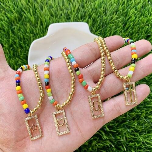 Fashion Gold Plated Diamond Cross Necklace Square Shaped Palm Pendant Necklace