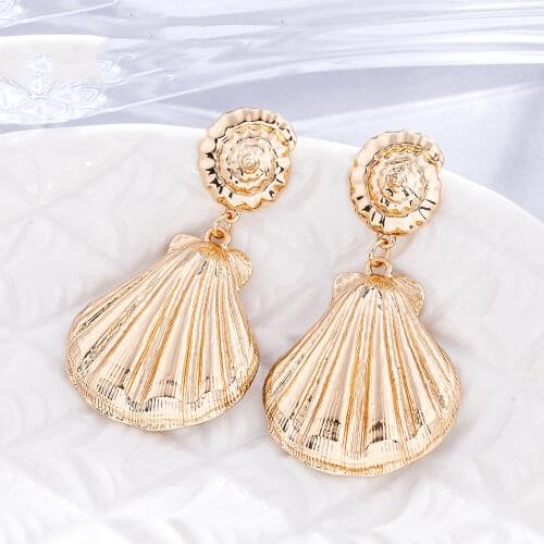 Gold Color Fashion Conch Suspension Earrings Jewelry for Hanging Pendientes orecchini brincos earrings aretes de mujer modernos