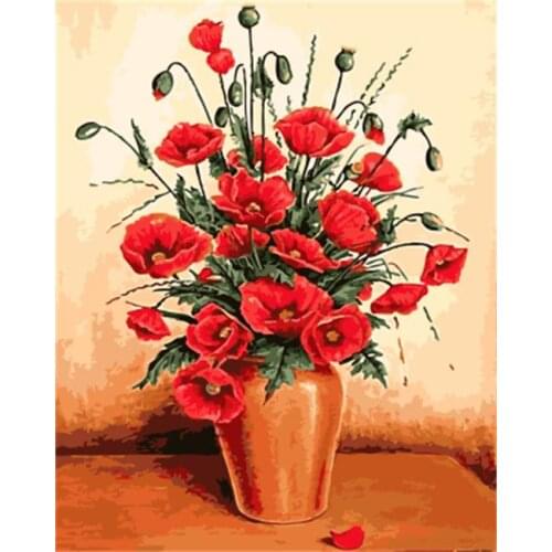 DRAWJOY Framed Flower DIY Painting By Numbers Wall Art DIY Canvas Oil Painting Home Decor For Living Room Wall Art