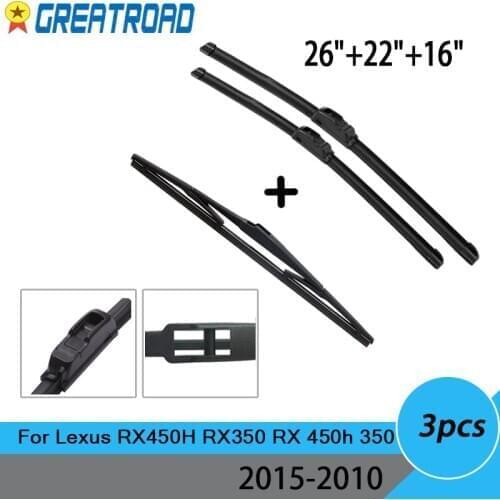 3Pcs Front Rear Windshield Wiper Blades Set For Lexus RX450H RX350 RX 450h 350 2015 2014 2013 2012 2011 2010 26"22"16"