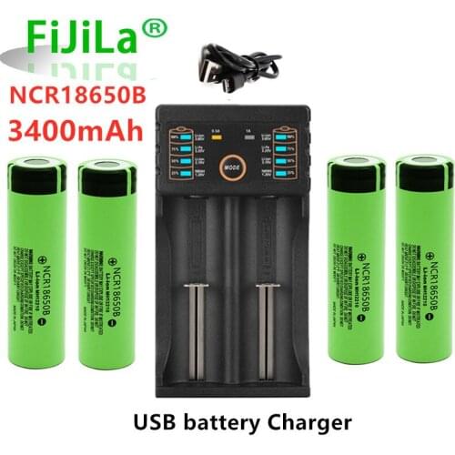 Original 18650 Rechargeable Batteries NCR18650B 3.7v 3400mah 18650 Lithium Replacement Battery for Flashlight batteries charger