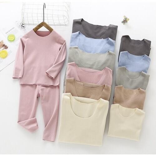 2020 Autumn Winter Kids Seamless Pajamas Warm Clothing Sets For Boys And Girls Thermal Homewear Self- Heating Underwear