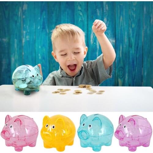 Baby Colorful Transparent Piggy Bank Kawaii Saving Coins Case Candy Cute Piggy Cartoon Piggy Bank Box Adult Childrens Toy Gift