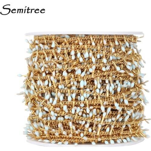 Semitree 1 Meter Stainless Steel Enamel Chains Necklace Findings DIY Jewelry Making Handmade Bracelet Crafted Leaves Accessories