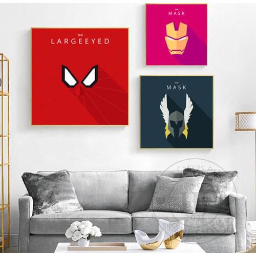 Modern Home Decorative Painting Marvel Avengers Iron Man Canvas Print The Mask Poster Kid Room Mural Bedroom Decor Cuadros