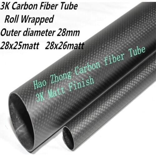 Matt 3k Carbon Fiber Tube/Shaft/Pipes OD28mm ID25mm 26mm X500mm (Roll Wrapped) Light Weight, High Strength