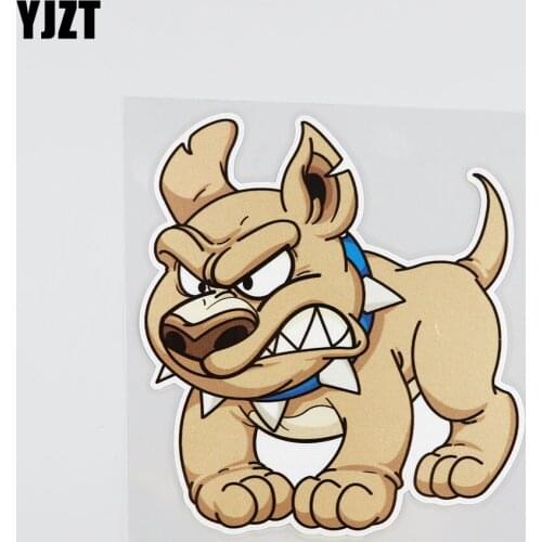 YJZT 13CM*14.5CM Interesting bulldogs Muscle Fitness PVC Car Sticker 12A-0065