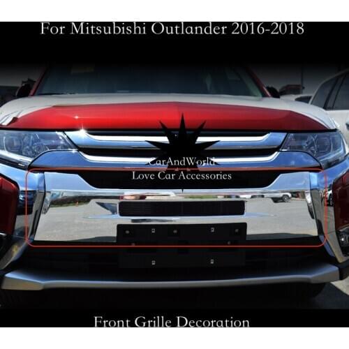 For Mitsubishi Outlander 2016 2017-2019 Head protection Bumper Chrome Trims Front bottom Grid Grill Grille Hoods Car Accessories