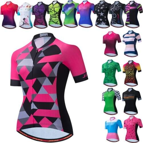 Womens Cycling Jersey Summer Pink Mountain Bicycle Clothing Short Sleeve MTB Bike Jersey Tops Pro Team Cycling Shirt Maillot