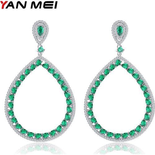YAN MEI 2017 New Style Waterdrop 4 Colors Dangle Earrings For Women Zircon Earring Jewelry GLE6987Y