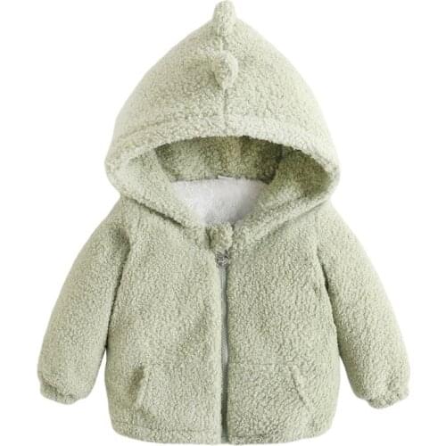Winter 1-4Y Childrens Thick Coat Boys Girls Cartoon Hooded Casual Zipper Jacket Outerwear