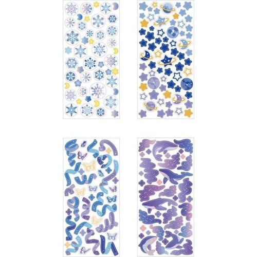 1 Sheet Sparkling Sequins Bling Star Whales Snow Sticker Hand Account Decoration Sticker