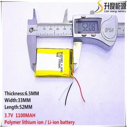 1pcs [SD] 3.7V,1100mAH,[653352] Polymer lithium ion / Li-ion battery for TOY,POWER BANK,GPS,mp3,mp4,cell phone,speaker