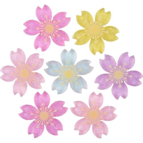 10 / 30 / 50 Pcs Cherry blossom pattern Resin Cabochon Scrapbooking Ornaments Diy Phone Case Hair Ornament Brooch Accessories