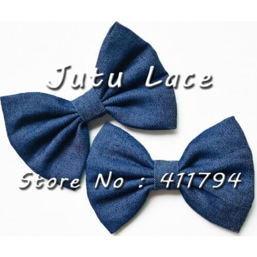 30 pcs/ lot , 12 cm '' Denim Messy bows , hair bow Headband For DIY hair fashion Accessories tie