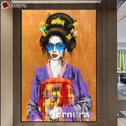 3d round square diamond embroidery Japanese woman Diy full diamond painting stitch cross mosaic Graffiti rhinestones home art
