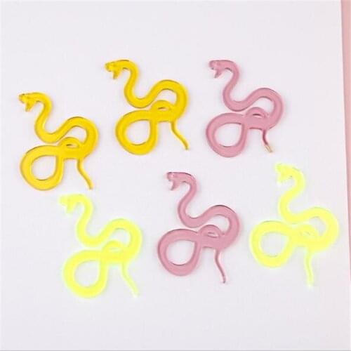 4pcs/lot new creative acetic acid animal snake charms connectors for diy earrings garment hangings jewelry making accessories