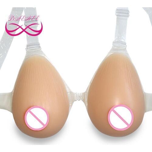 800g/Pair C Cup Soft Silicone Fake Breast Form Boob Enhancer Sexy Bust Tits with Strap For Crossdresser Drag Queen Men