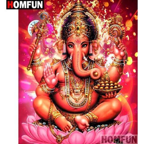 HOMFUN Full Square/Round Drill 5D DIY Diamond Painting "Religious elephant" Embroidery Cross Stitch 3D Home Decor Gift A12986