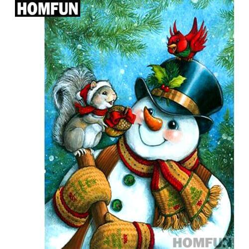 HOMFUN Full Square/Round Drill 5D DIY Diamond Painting "snowman squirrel" Embroidery Cross Stitch 5D Home Decor Gift A01596