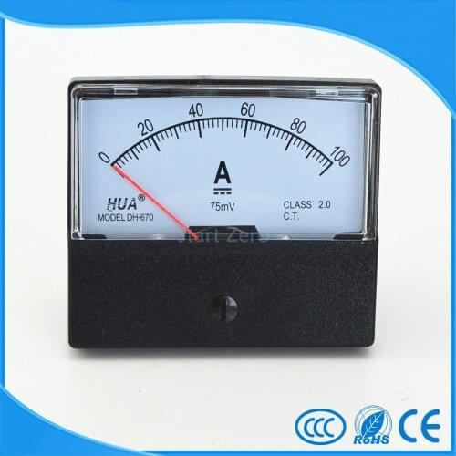 DC 0-100A Analog Panel Meter Ammeter Gauge DH-670