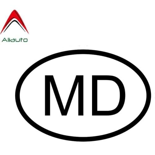 Aliauto Personality Car Sticker Md Moldova Country Code Oval Vinyl Waterproof Sunscreen Anti-UV Decal Black/Silver,14cm*9cm