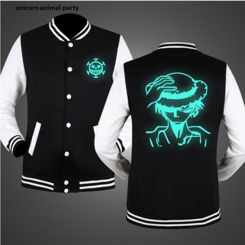 Animated cartoon king of sea comic baseball clothing young men women students loose coat shiny at night Luminous jacket