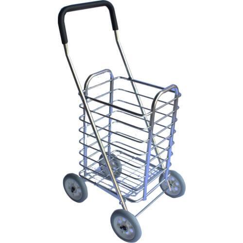 Large Shopping Cart Small Cart Shopping Cart Folding Portable Old Aluminum Alloy Basket Trolley Cart Trailer