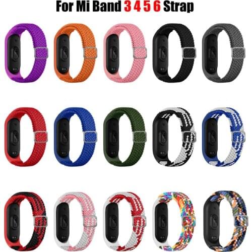 Bracelet for Mi band 6 Strap Elastic adjustable Nylon Braided Miband4 miband 5 correa Wristband for xiaomi Mi band 4 3 5 6 strap