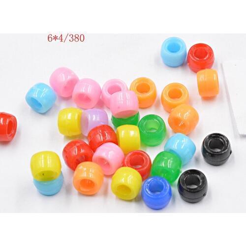 FLTMRH 50pcs 6*4mm Candy Color Big Hole Beads Beading Acrylic Plastic Round Beads For Jewelry Making Supplies Decoration