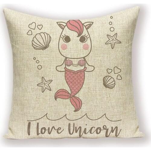 Unicorn Alpaca Throw Pillow Case Cartoon Mermaid Cushion Cover Linen Decorative Sofa CushionsCovers High Quality Pillows Cases