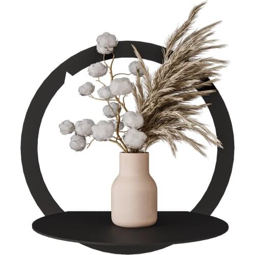 Decorative metal organizer rack wall art bathroom kitchen wall organizers for stand ring flower pot black 2gang Set