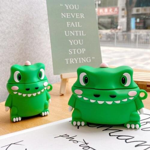 For Airpods Pro 3D Cute Cartoon Crocodile Earpods Case for Apple Airpods 1 2 3 Alligator Dinosaur Wireless Earphone Cover Box