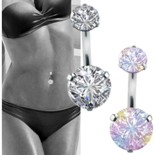 Classic Crystal Belly Button Rings Navel Ring Bar Zircon Drop Dangle Body Belly Piercing Fashion Body Jewelry for Women Girls