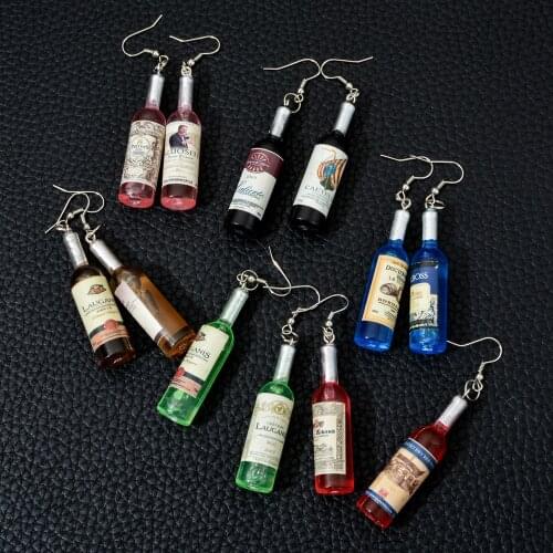 Creative Wine Bottle Pendant Dangle Earrings for Women Fashion Designer Glass Cocktail Red Wine Earrings Party Gifts Wholesale