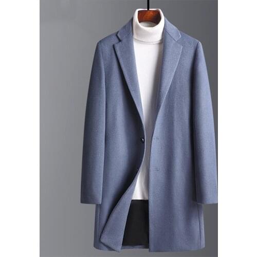 Autumn Winter Men Coats Woolen Solid Long Sleeve Jackets Men Overcoats Streetwear Fashion Long Trench Jacket Outerwear