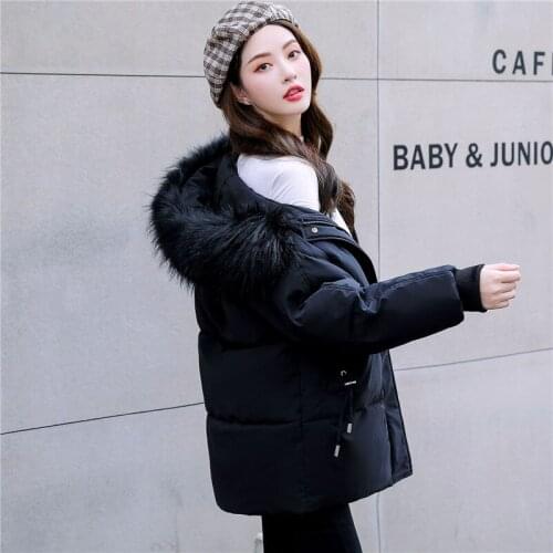 Cotton-Padded Jacket Womens Mid-Length Winter Clothing 2021 Thick Coat Female Large Fur Collar Loose Parkas Chaquetas Para Mujer