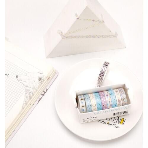 10Pcs Cute Cartoon Dog Washi Tape Creativity Bronzing Tapes For Kids Scrapbooking DIY Photos Supplies Stationery